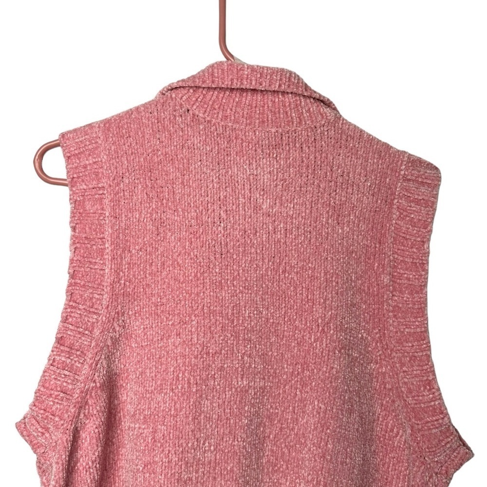 Blair Size Medium Zip Up Sleeveless Sweater Chunky Knit Grandmacore Pink - Picture 8 of 8